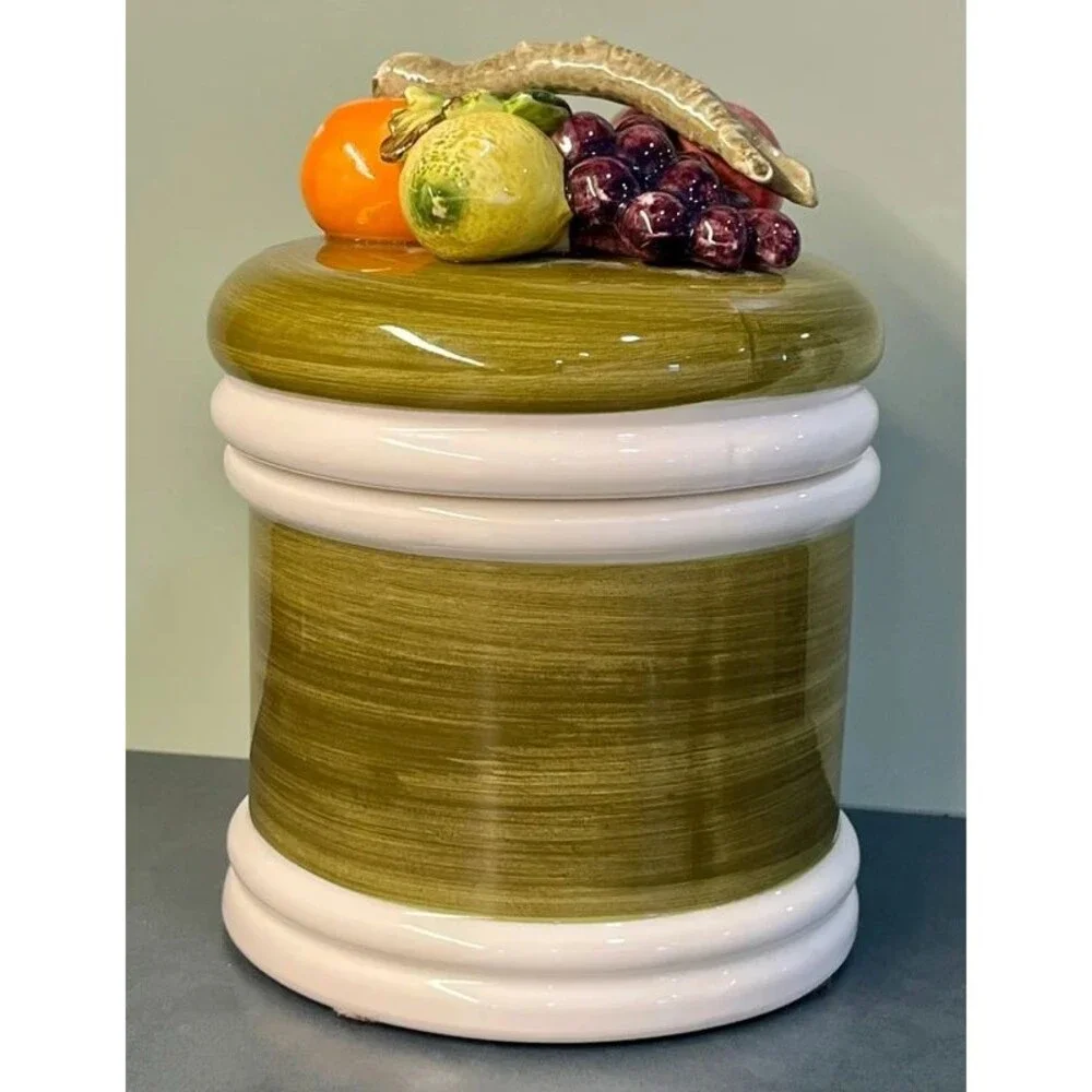 Vintage 1950s Armart 5th Ave Garden Harvest Fruit Canister | Hand Painted